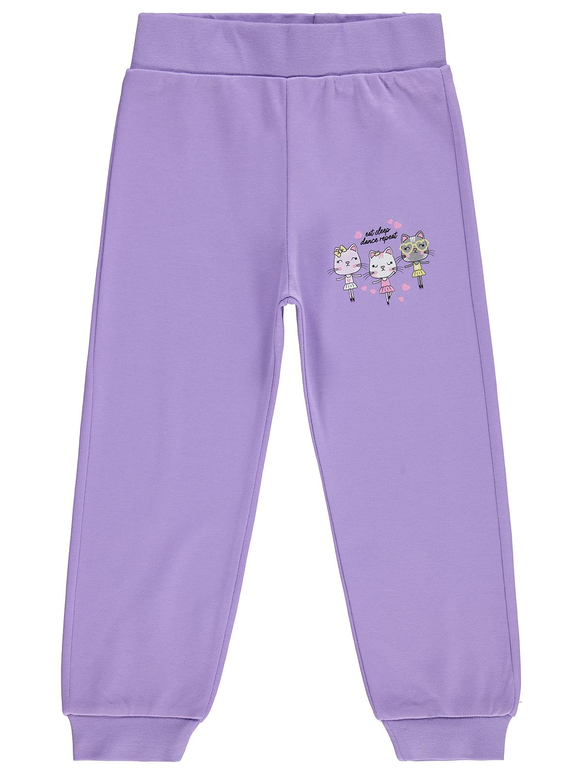 Civil Girls Kediler Baskılı 2-5 Yaş Eşofman Altı - Lila