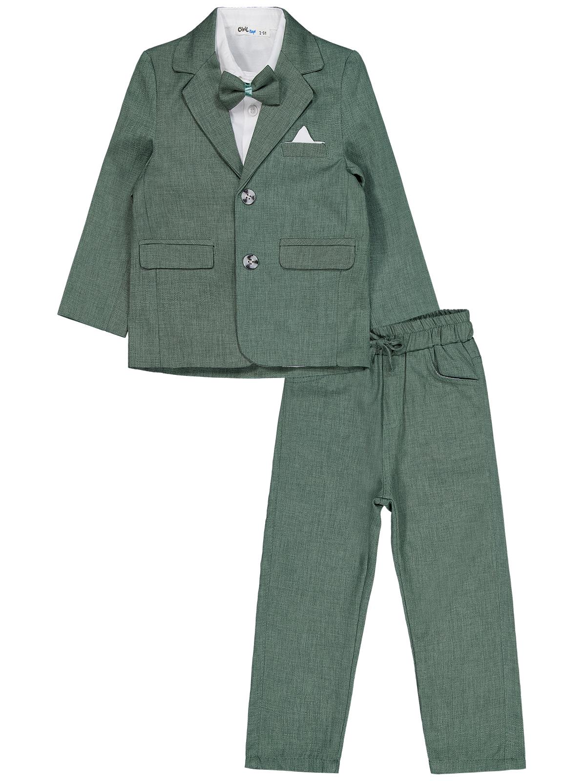 Civil Boys Papyonlu Gömlekli 3 lü 2-5 Yaş Takım Elbise - Haki