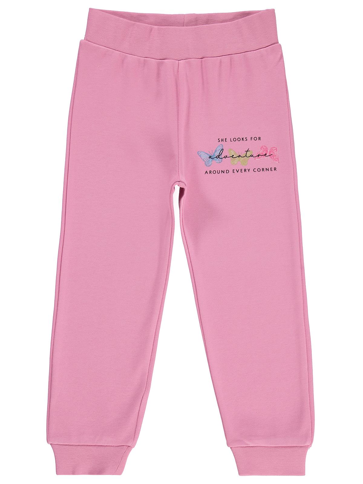 Civil Girls Renkli Kelebek Baskılı 2-5 Yaş Eşofman Altı - Pembe