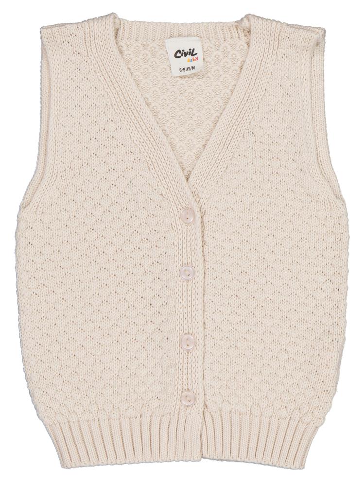 Civil Baby Baklava Desen 6-18 Ay Yelek - Bej