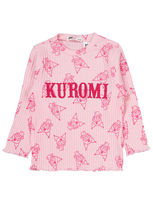 Kuromi Pijama Takımı | Kaşkorse Uzun Kol Bisiklet Yaka Baskılı | Okul Kreş ve Günlük Kullanım - Pembe