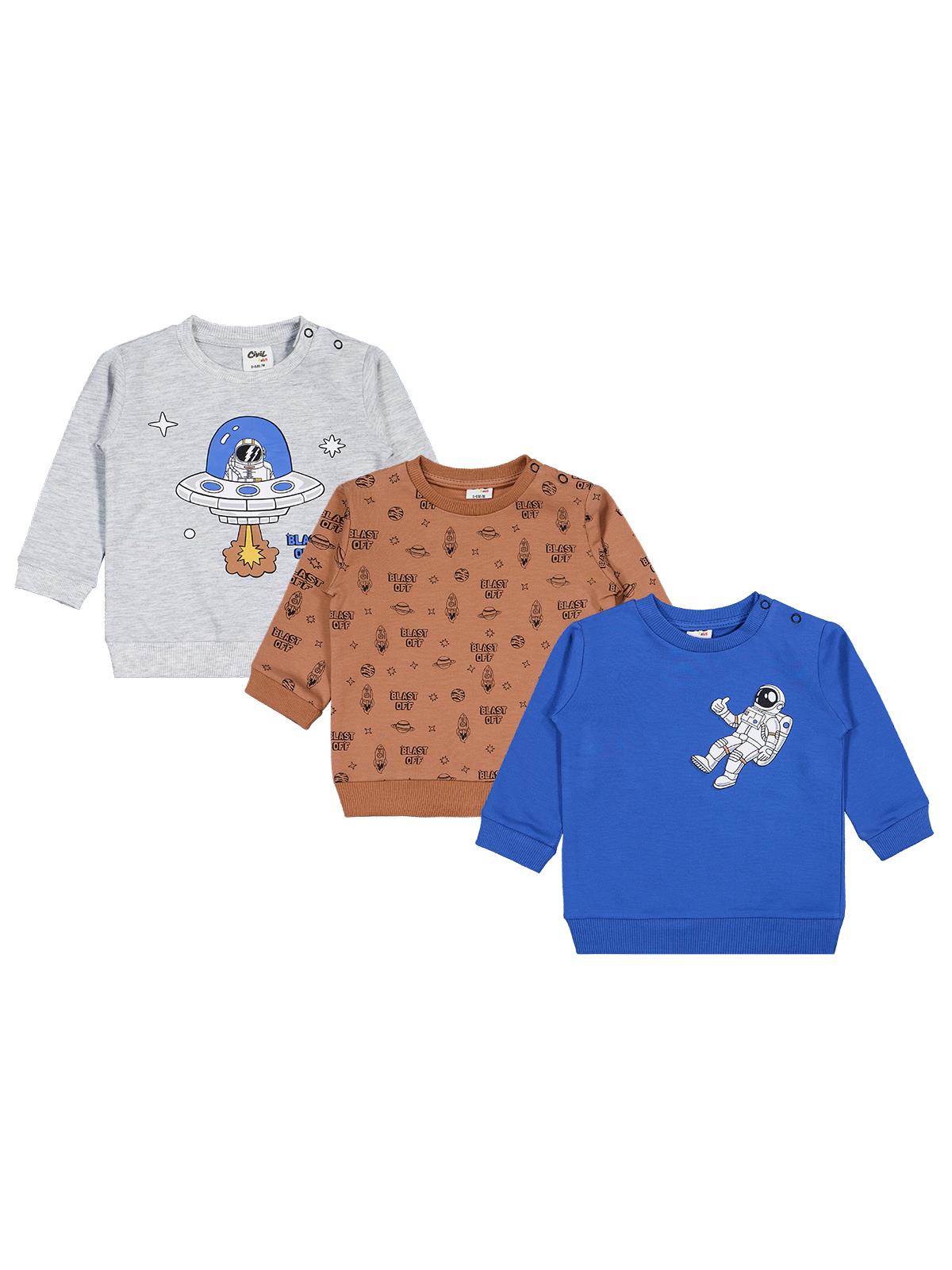 Civil Baby Astronot Baskılı 3'lü Set 6-18 Ay Sweatshirt