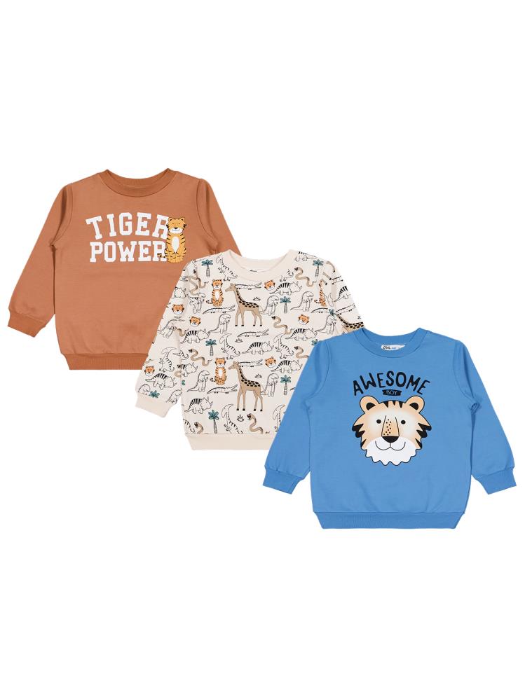 Civil Boys Safari Baskılı 3'lü Set 2-5 Yaş Sweatshirt