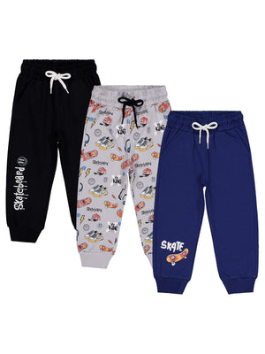 Civil Boys Skaterboard Baskılı 3'lü Set 2-5 Yaş Eşofman Altı