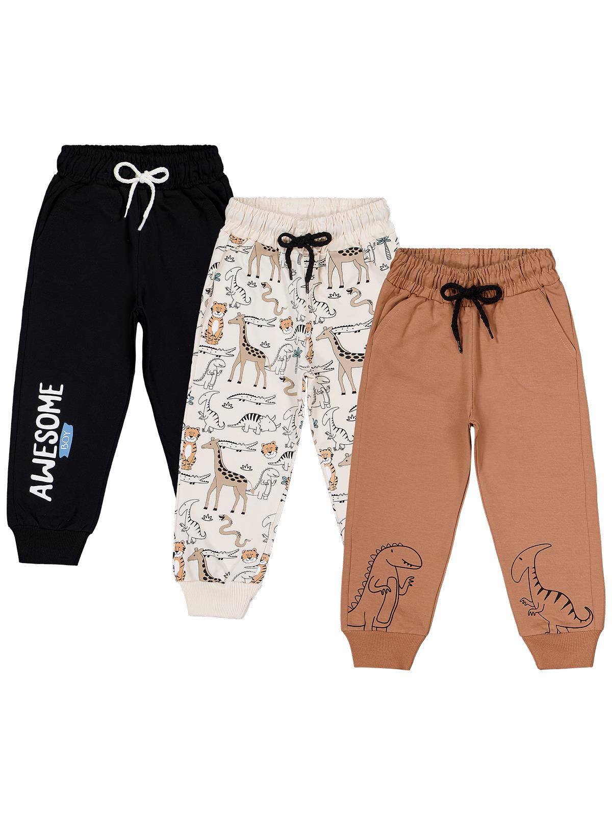 Civil Boys  Safari Baskılı 3'lü Set 2-5 Yaş Eşofman Altı