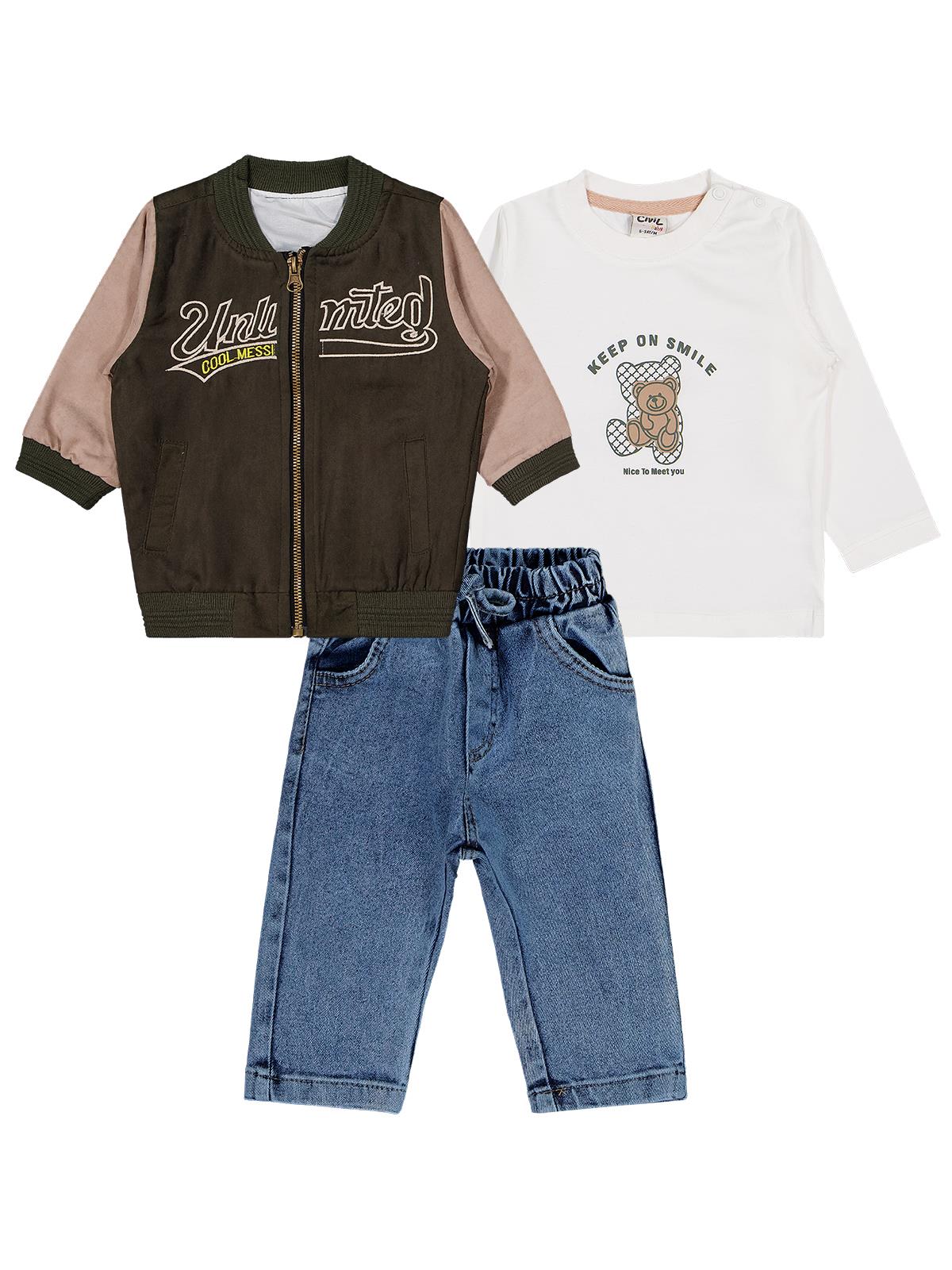 Civil Baby Süet Ceketli 6-18 Ay Takım - Haki