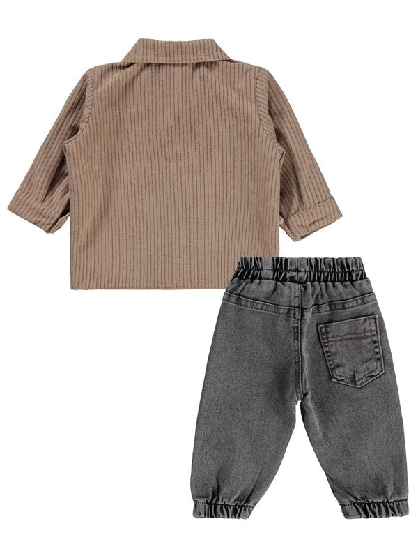 Civil Baby Kadife Ceketli 6-18 Ay Takım - Bej