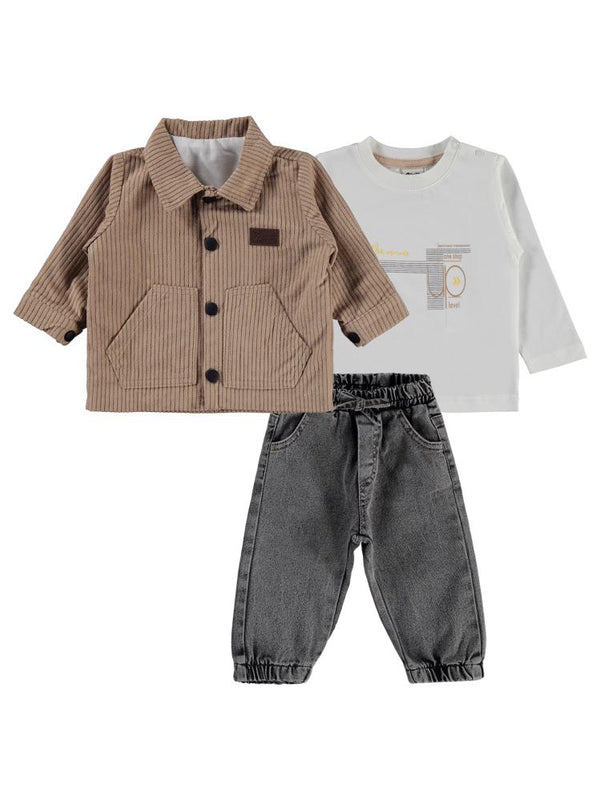 Civil Baby Kadife Ceketli 6-18 Ay Takım - Bej