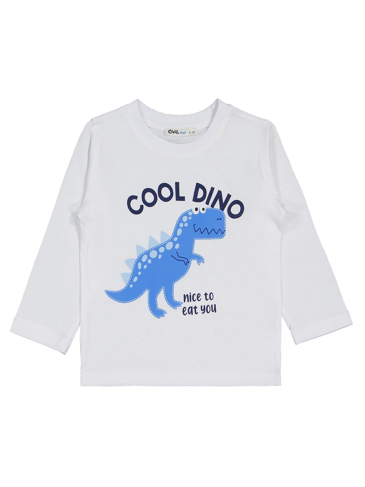 Civil Erkek Çocuk Cool Dino Baskılı 3'lü Set Sweatshirt | Süprem | Okul Kreş ve Günlük Kullanım