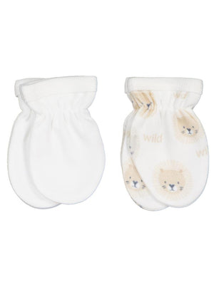 Civil Baby Aslan Baskılı 2 Li Bebe Eldiven - Ekru