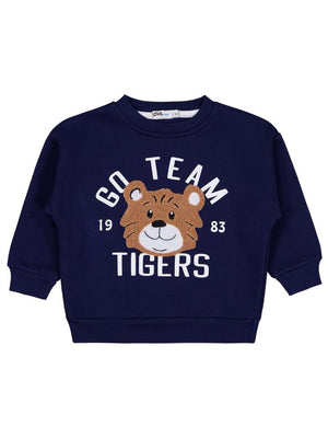 Civil Boys Go Team Tıger Baskılı 2-5 Yaş Sweatshirt - Lacivert