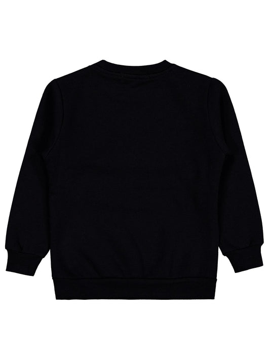 Civil Erkek Çocuk Cou Race Baskılı Sweatshirt | 3 İp Uzun Kol | Okul Kreş ve Günlük Kullanım - Siyah