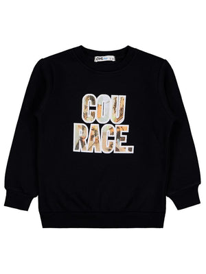 Civil Boys Cou Race Baskılı 2-5 Yaş Sweatshirt - Siyah