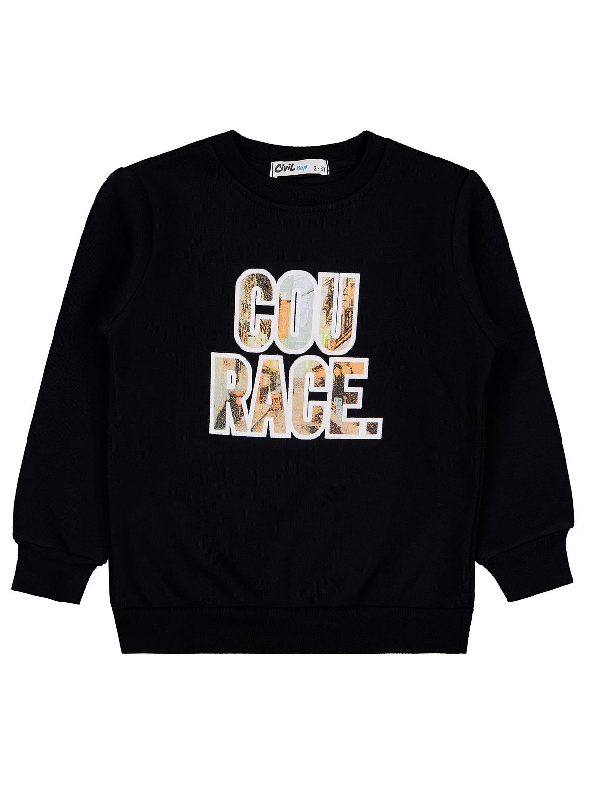 Civil Boys Cou Race Baskılı 2-5 Yaş Sweatshirt - Siyah