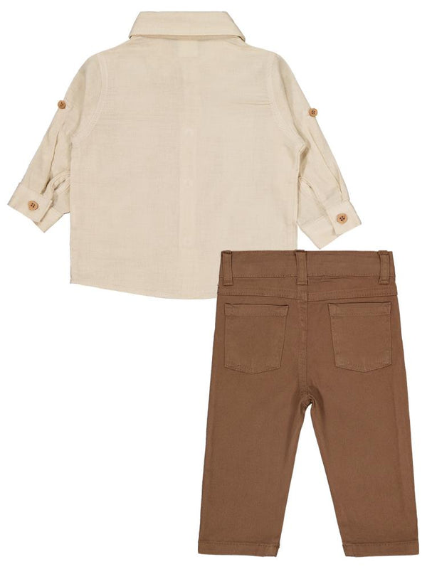 Civil Baby Gömlekli 6-18 Ay Takım - Bej