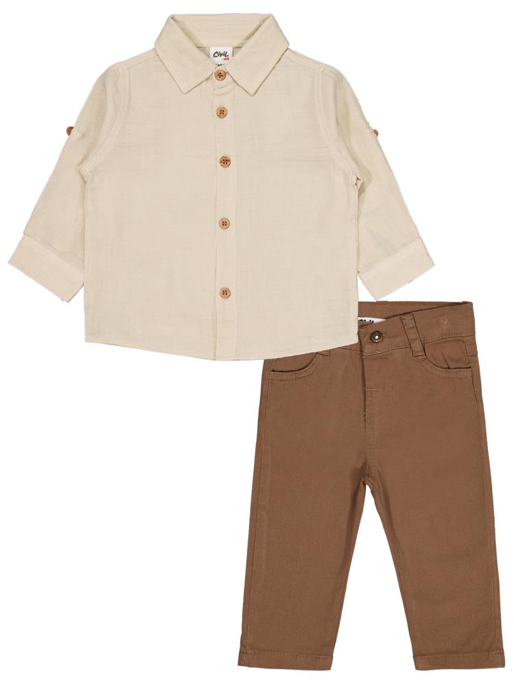 Civil Baby Gömlekli 6-18 Ay Takım - Bej