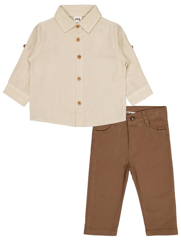 Civil Baby Gömlekli 6-18 Ay Takım - Bej