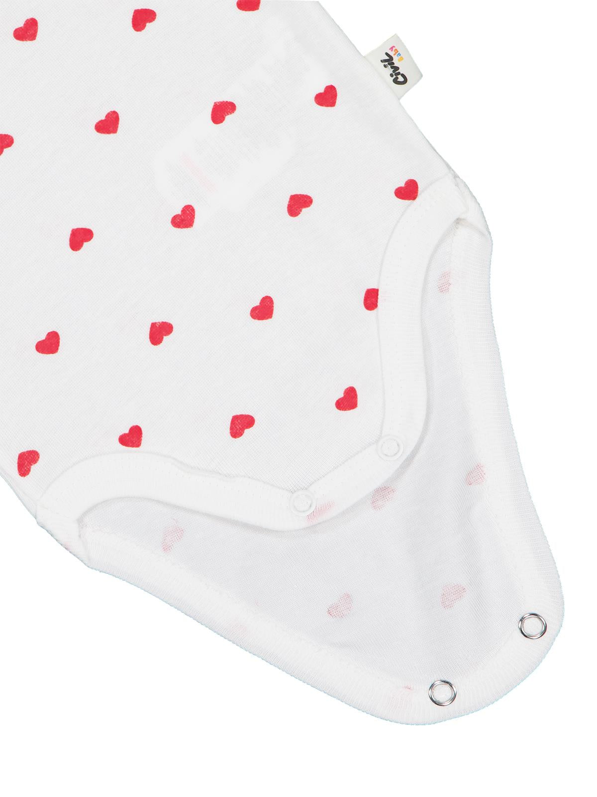 Civil Baby Kalp Baskılı 1-36 Ay Çıtçıtlı Badi - Ekru