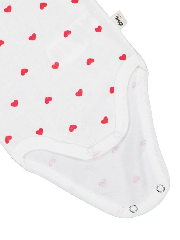 Civil Baby Kalp Baskılı 1-36 Ay Çıtçıtlı Badi - Ekru