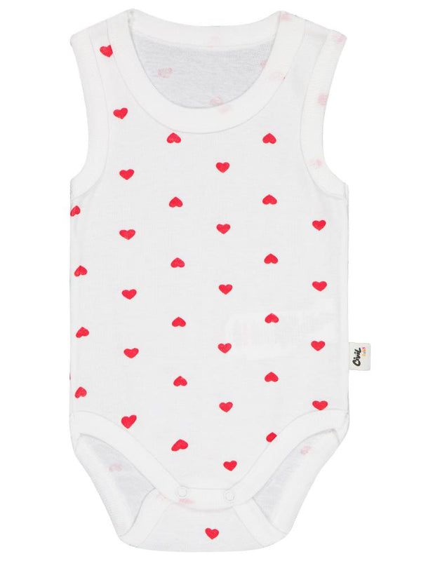 Civil Baby Kalp Baskılı 1-36 Ay Çıtçıtlı Badi - Ekru