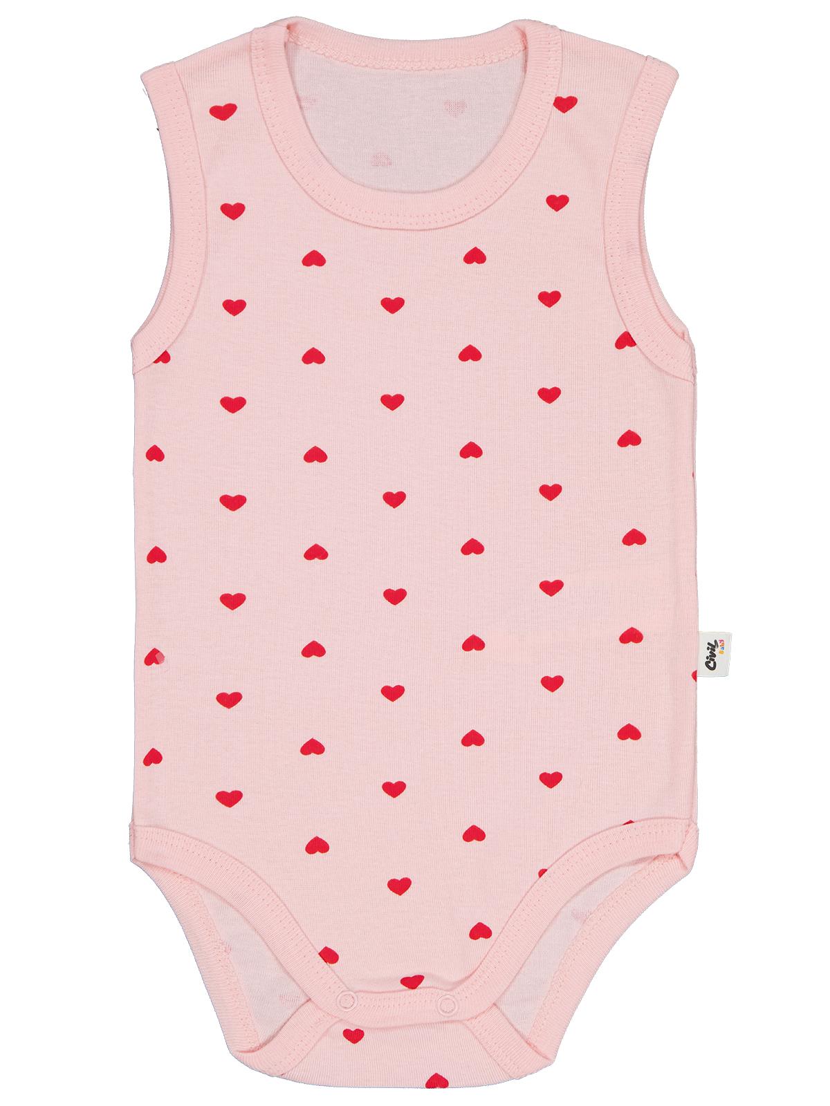 Civil Baby Kalp Baskılı 1-36 Ay Çıtçıtlı Badi - Pembe
