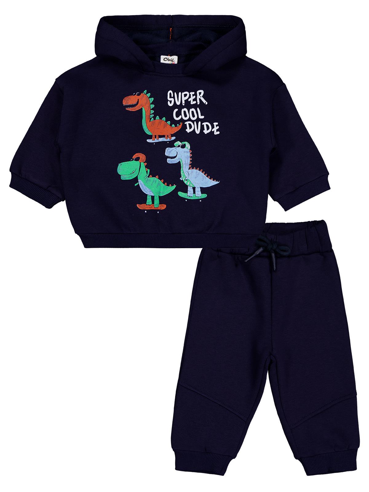 Civil Baby Dinozor Baskılı 6-18 Ay Takım - Lacivert