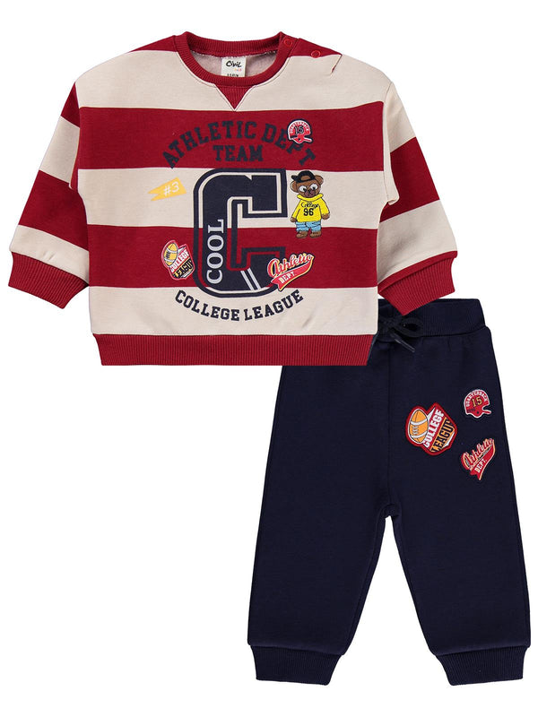 Civil Baby Çizgili 6-18 Ay Takım - Kırmızı