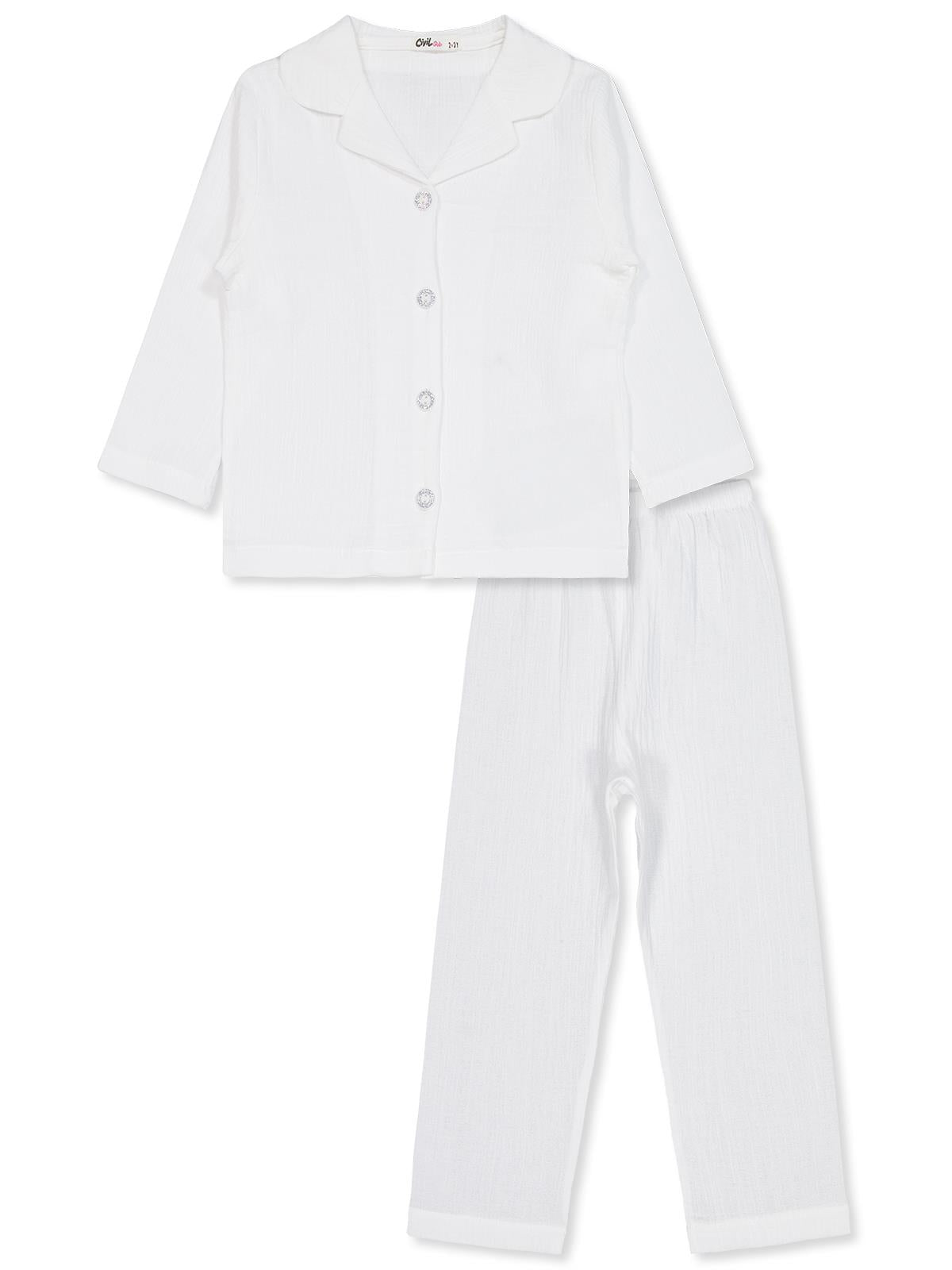 Civil Girls Düz 2-5 Yaş Pijama Takımı - Ekru