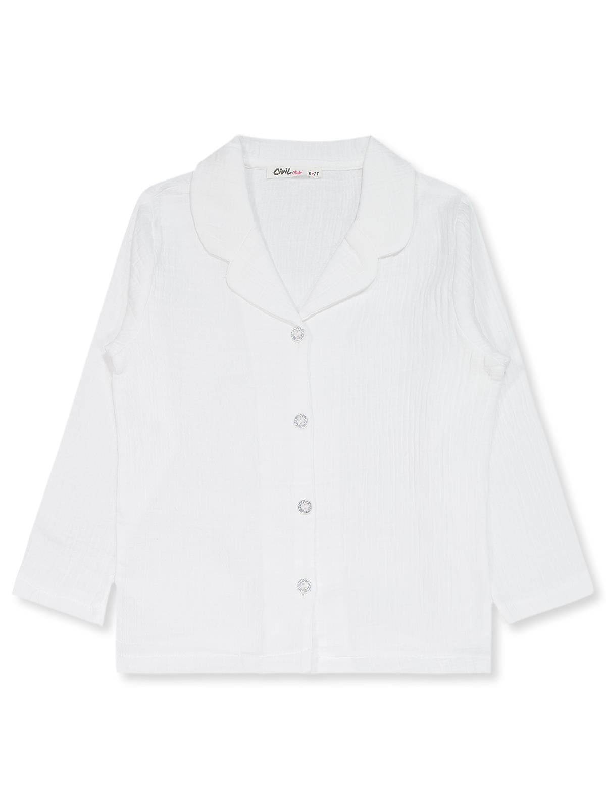 Civil Girls Düz 6-9 Yaş Pijama Takımı - Ekru