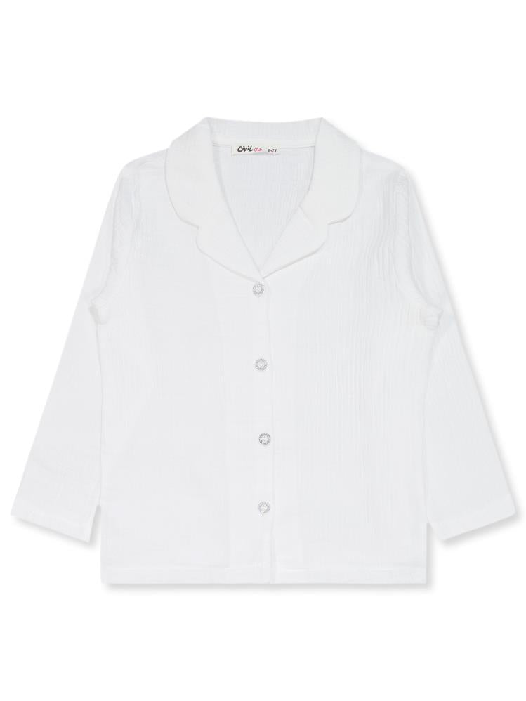 Civil Girls Düz 6-9 Yaş Pijama Takımı - Ekru