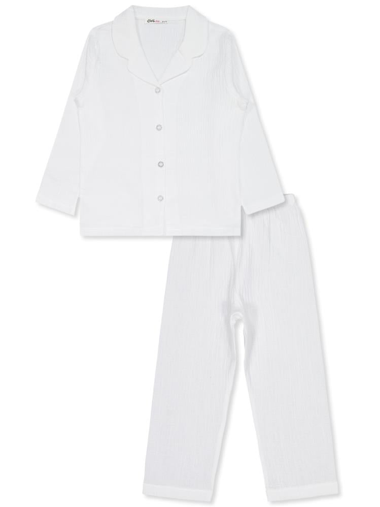 Civil Girls Düz 6-9 Yaş Pijama Takımı - Ekru