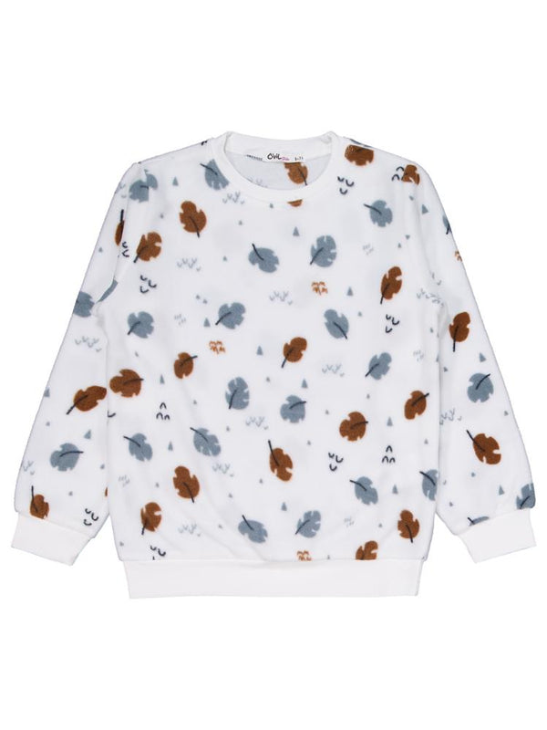 Civil Girls Yaprak Desenli 10-13 Yaş Pijama Takımı - Ekru