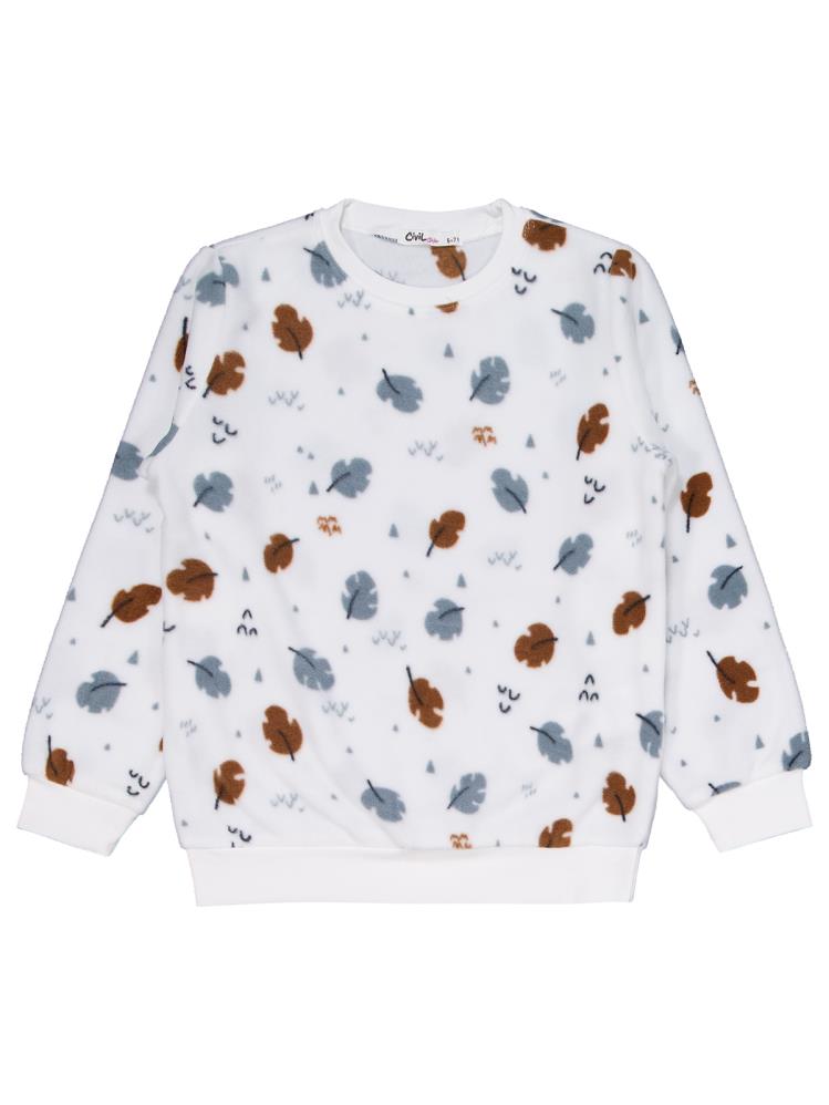 Civil Girls Yaprak Desen 10-13 Yaş Pijama Takımı - Ekru
