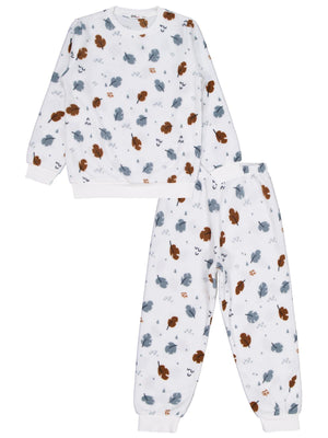 Civil Girls Yaprak Desen 6-9 Yaş Pijama Takımı - Ekru