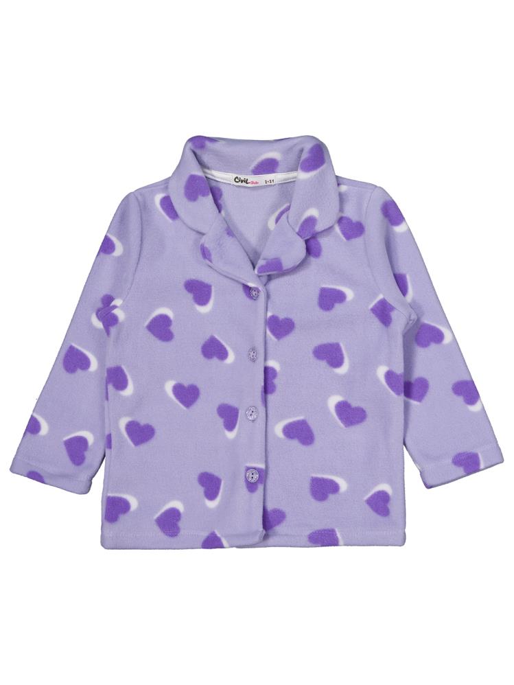 Civil Girls Kalp Desenli 2-5 Yaş Pijama Takımı - Lila