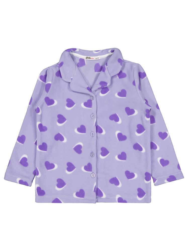 Civil Girls Kalp Desenli 10-13 Yaş Pijama Takımı - Lila