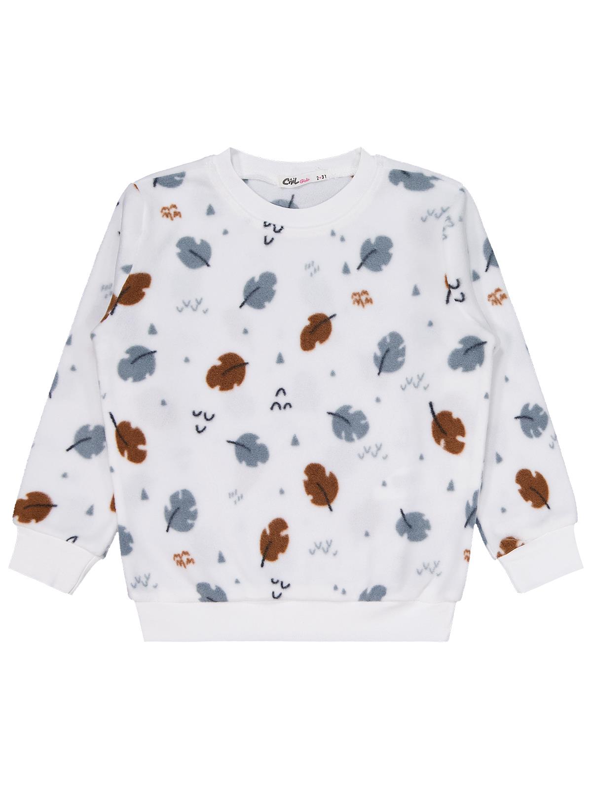 Civil Girls Yaprak Desen 2-5 Yaş Pijama Takımı - Ekru