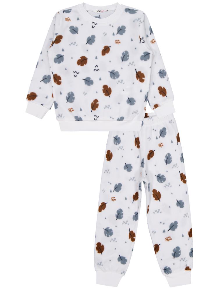 Civil Girls Yaprak Desen 2-5 Yaş Pijama Takımı - Ekru