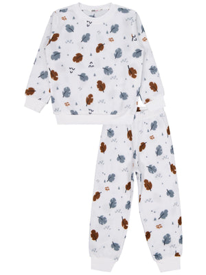 Civil Girls Yaprak Desen 2-5 Yaş Pijama Takımı - Ekru