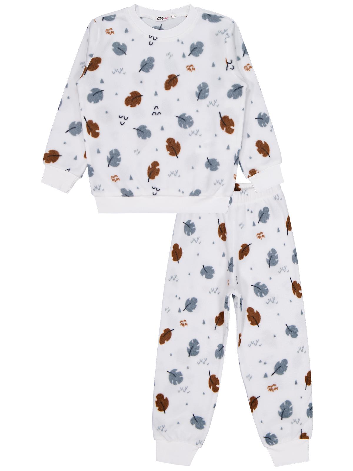 Civil Girls Yaprak Desen 2-5 Yaş Pijama Takımı - Ekru