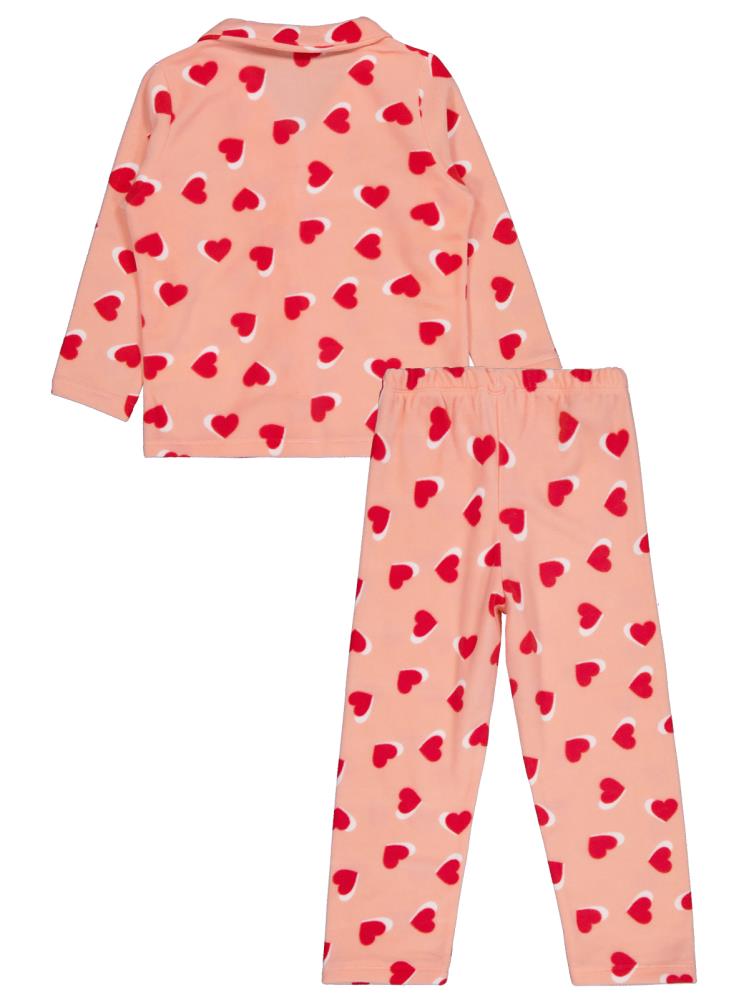 Civil Girls Kalp Desenli 6-9 Yaş Pijama Takımı - Pudra