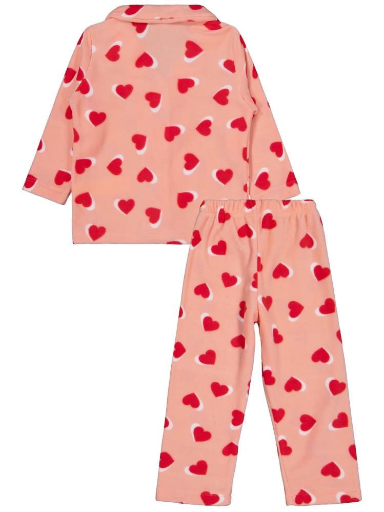 Civil Girls Kalp Desenli 2-5 Yaş Pijama Takımı - Pudra