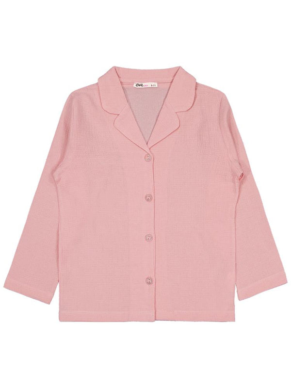 Civil Girls Düz 6-9 Yaş Pijama Takımı - Pudra