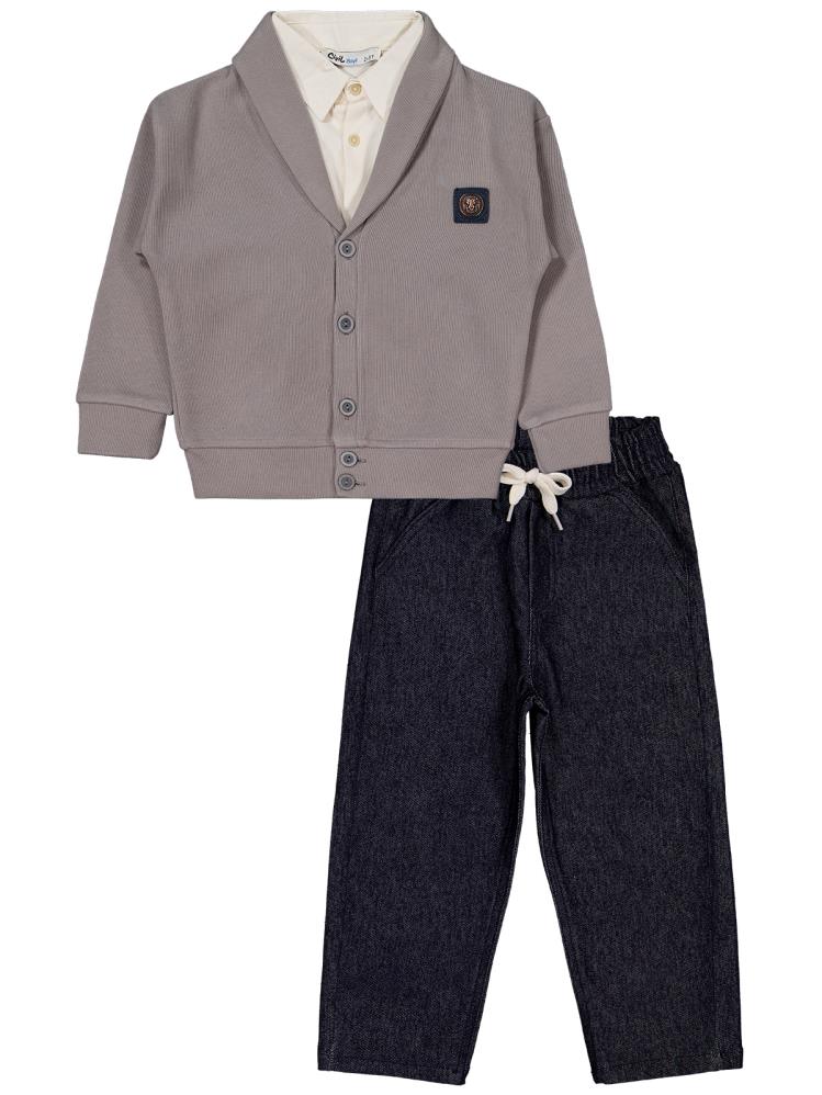 Civil Boys Armalı Gömlekli 3'lü 2-5 Yaş Takım - Gri