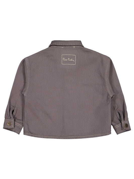 Pierre Cardin Nakışlı Ceket | Gabardin Uzun Kol Gömlek Yaka - Polo | Okul Kreş ve Günlük Kullanım - Gri