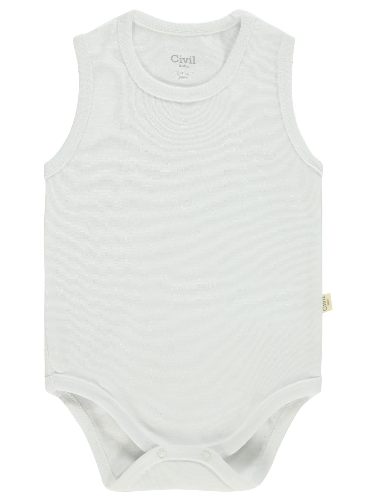 Civil Baby Organik 5 li Sıfır Kol 0-1 Ay Çıtçıtlı Badi - Ekru