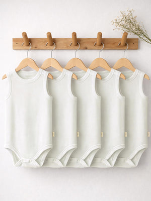 Civil Baby 5 li Organik Sıfır Kol 3-9 Ay Çıtçıtlı Badi - Ekru
