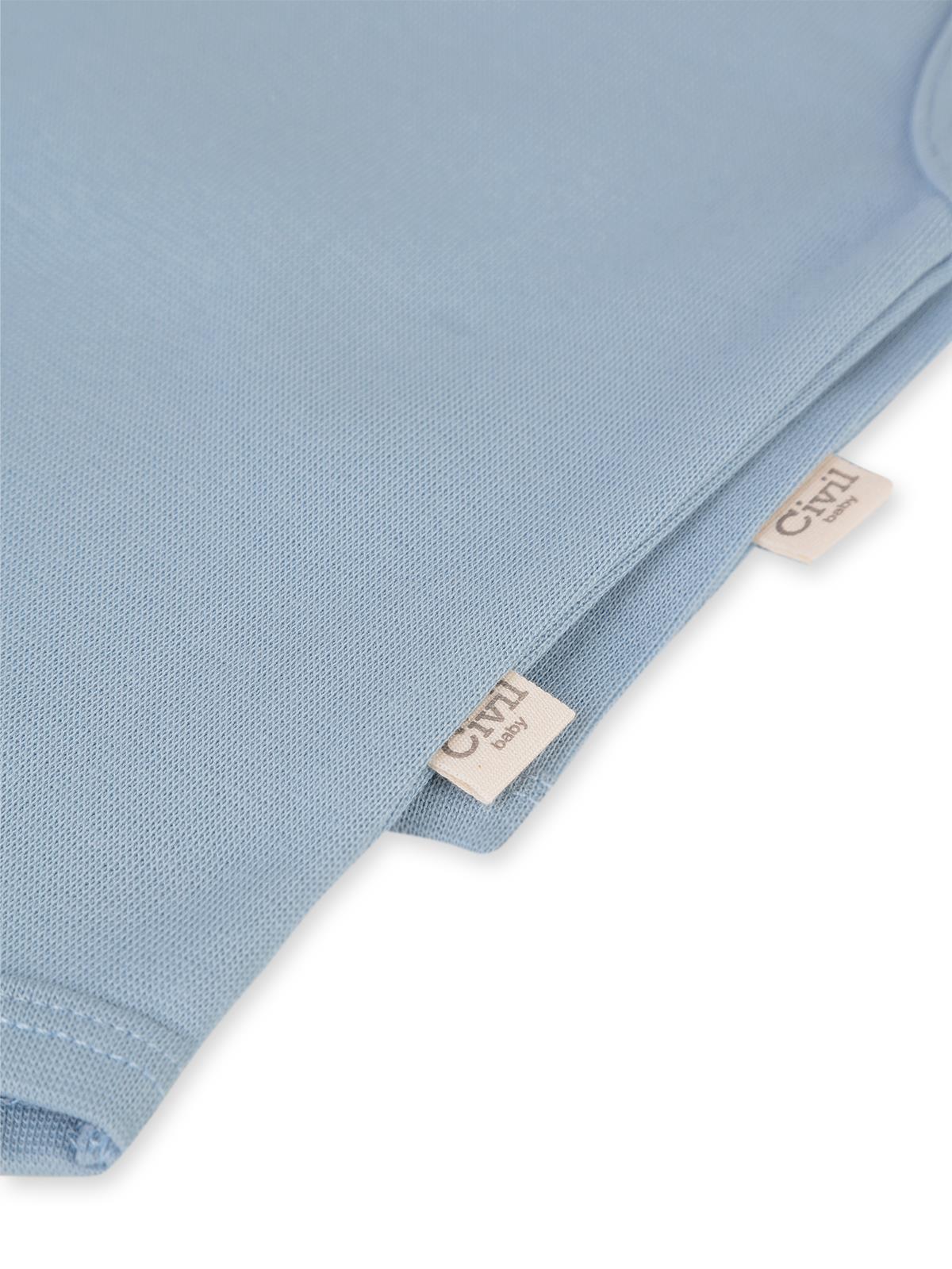 Civil Baby Organik 5 li Sıfır Kol 3-9 Ay Çıtçıtlı Badi - Mavi