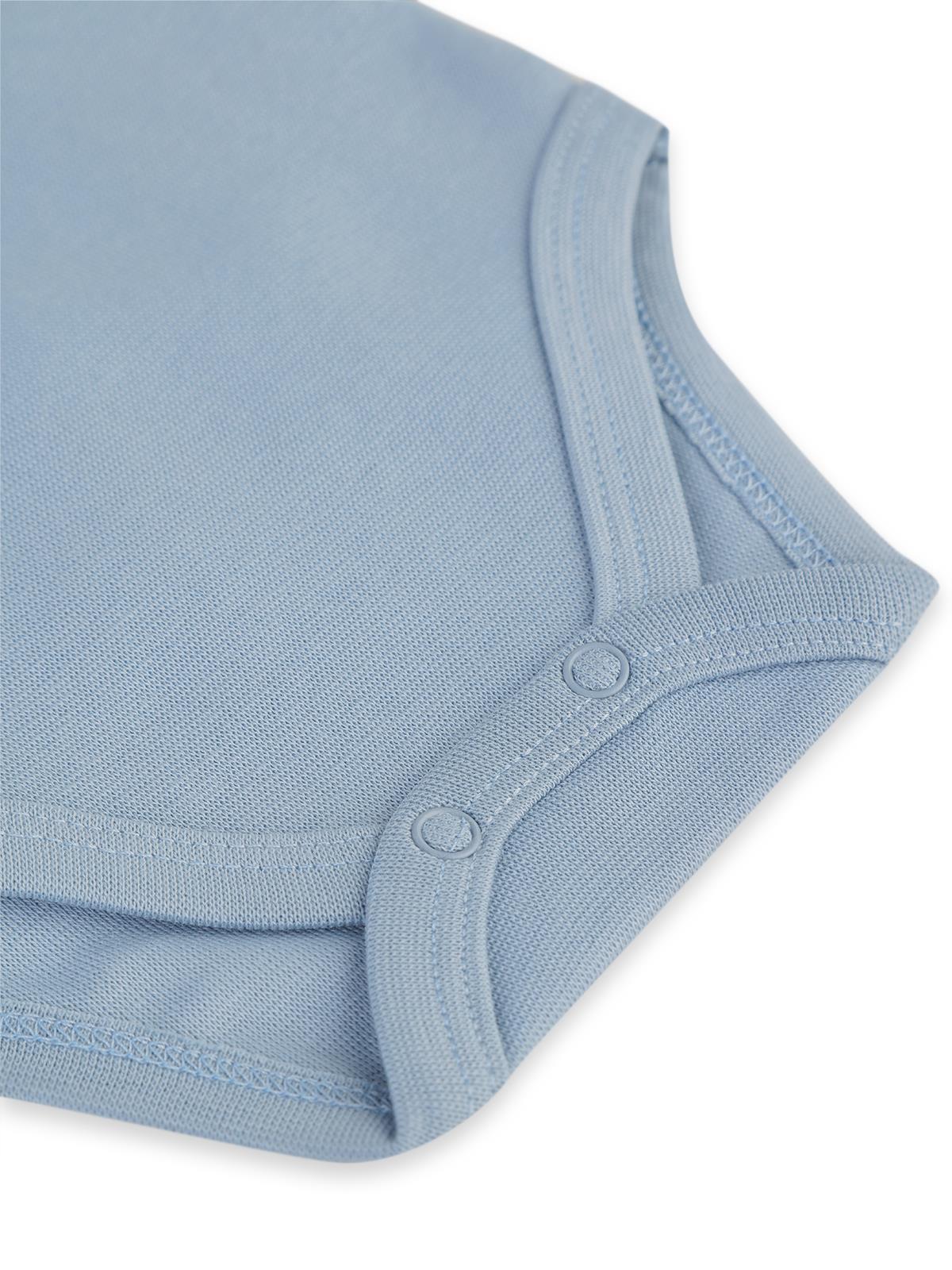 Civil Baby 5 li Organik Sıfır Kol 3-9 Ay Çıtçıtlı Badi - Mavi