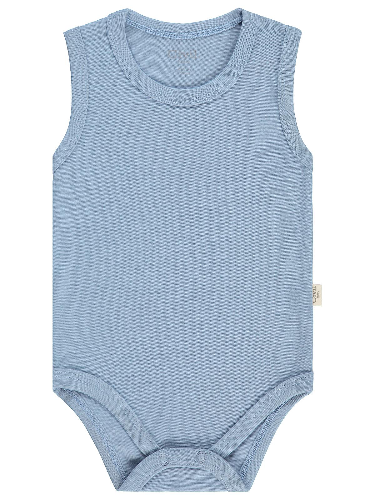 Civil Baby Organik 5 li Sıfır Kol 0-1 Ay Çıtçıtlı Badi - Mavi